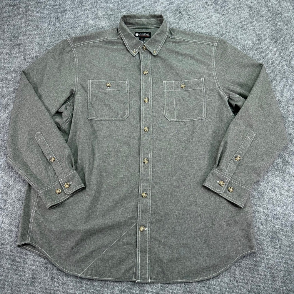 Alaskan Hardgear Duluth Trading Shirt Men XL Grey Bush Pilot Button Down Stretch